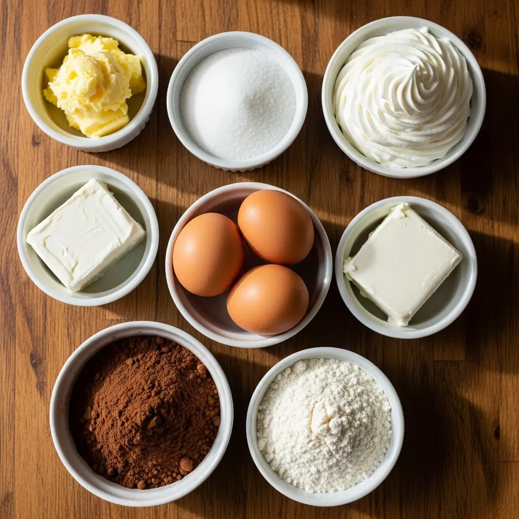 Fudgy Brownie Sticks with Dip ingredients laid out on counter