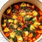 Veggie Tortellini Soup with vegetables and tortellini
