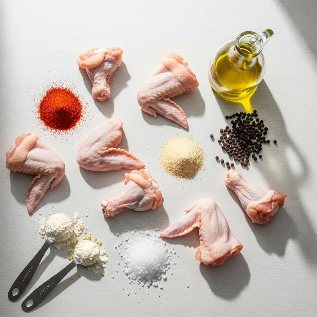 Air Fryer Chicken Wings ingredients on counter