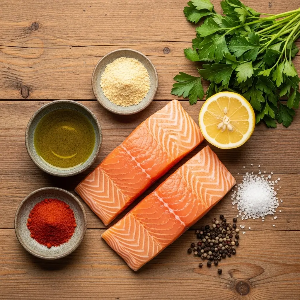 Air Fryer Salmon ingredients on a table