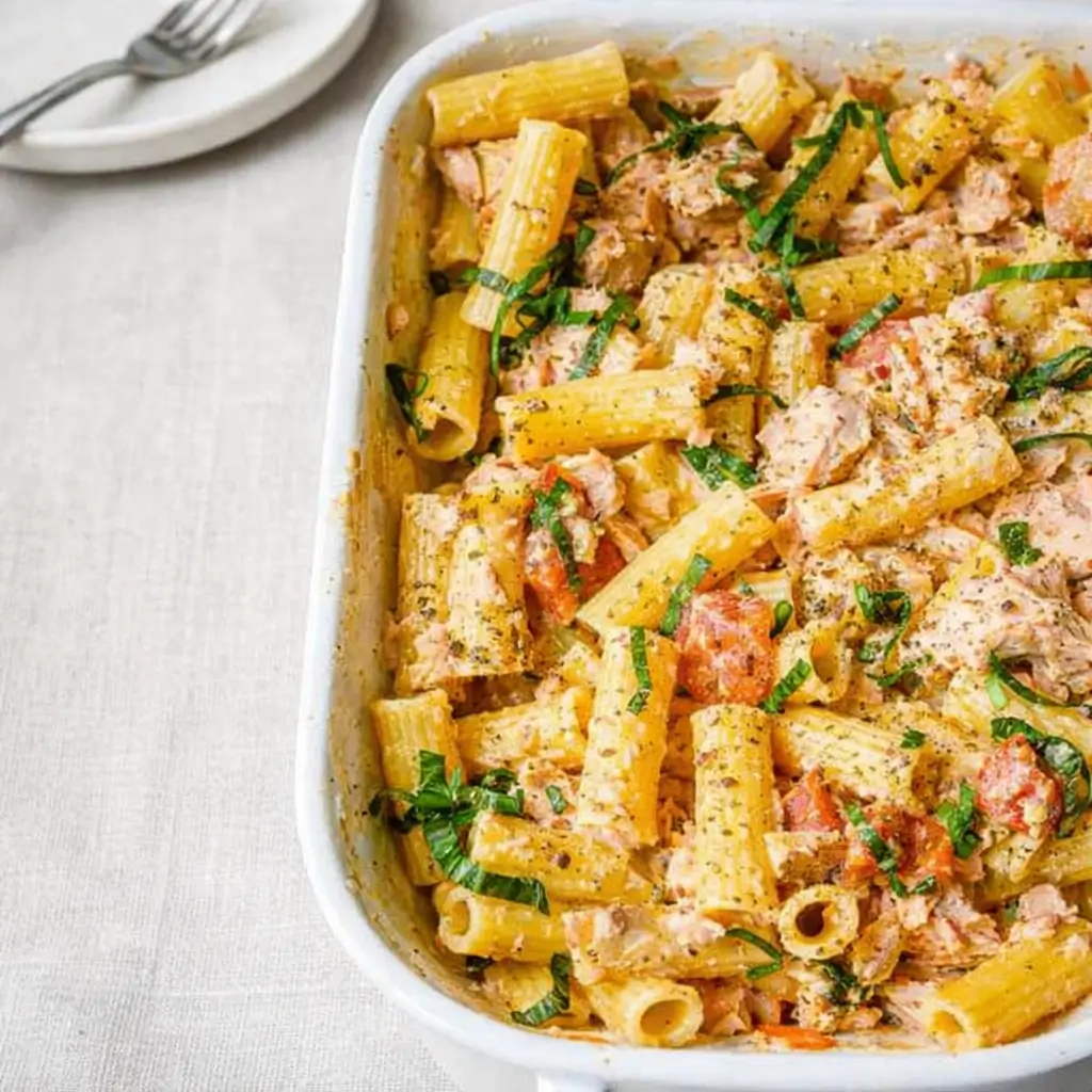 Baked Feta Pasta with Salmon: Creamy, Easy & Protein-Packed