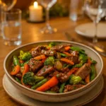 Beef Stir Fry with Vegetables dinner in wok