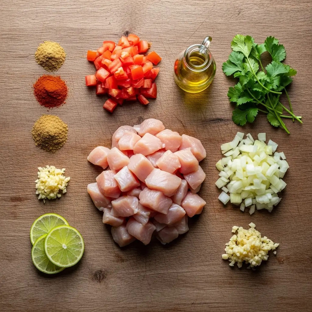 Brazilian Coconut Chicken ingredients arranged on table