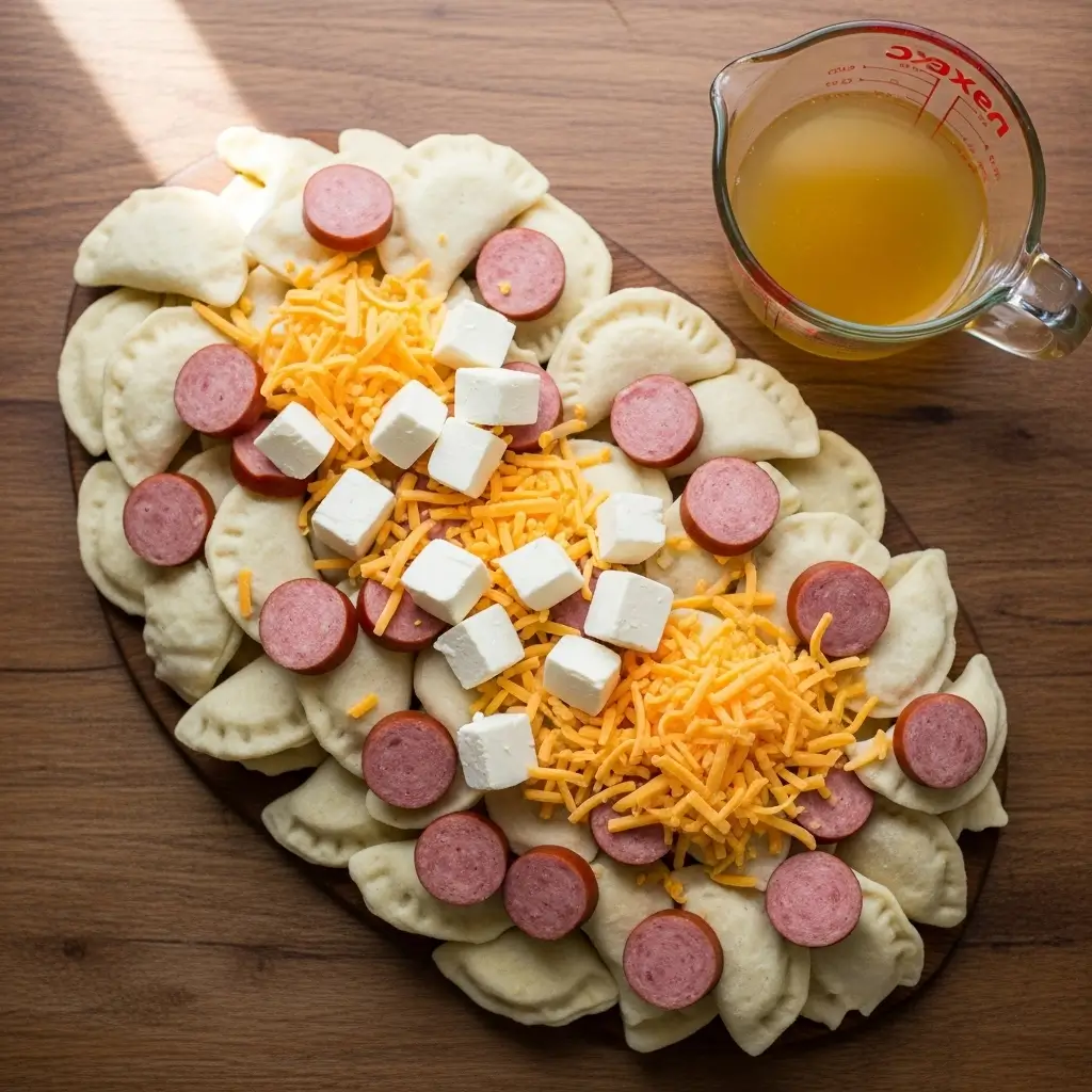 Classic Crockpot Pierogi Casserole with Kielbasa Ingredients