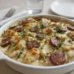 Classic Crockpot Pierogi Casserole with Kielbasa