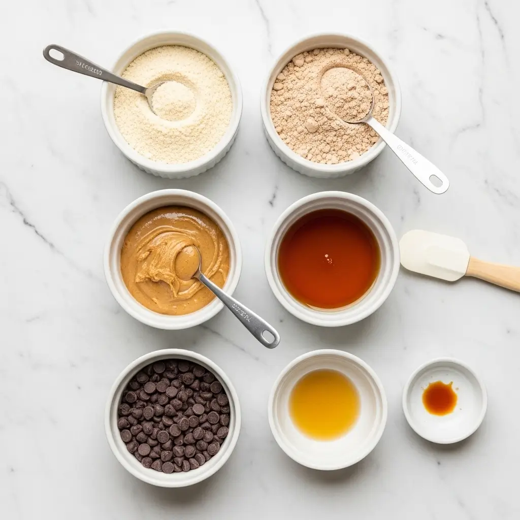 Cookie Dough Protein Powder Balls ingredients flat lay