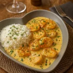 Creamy Garlic Butter Shrimp with Rice served in a bowl