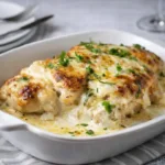 Easy Baked Cream Cheese Chicken baked in creamy garlic sauce