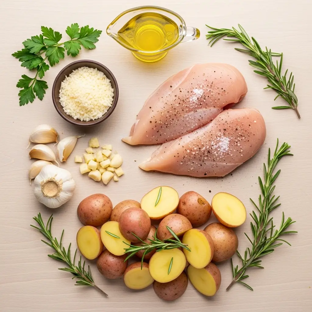 Easy Garlic Parmesan Chicken and Potatoes ingredients