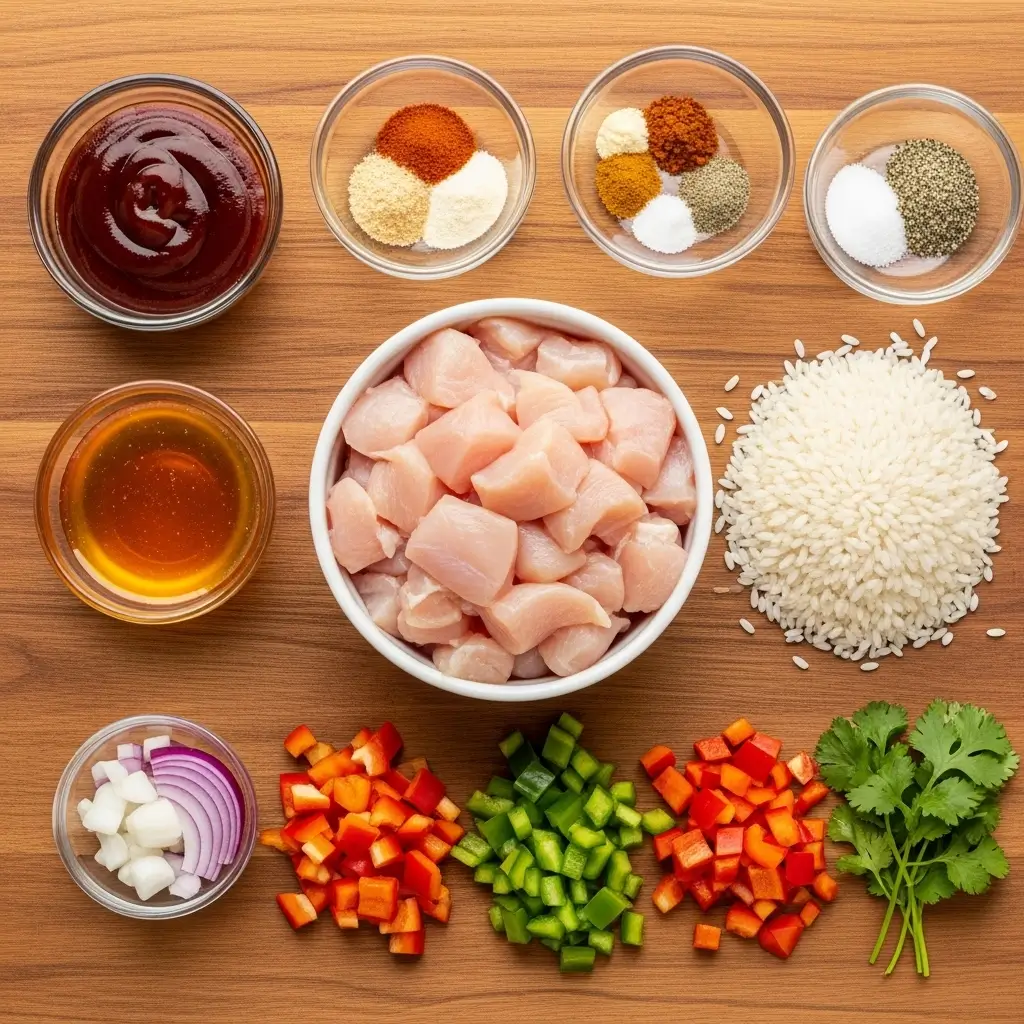 Easy Honey BBQ Chicken Rice ingredients