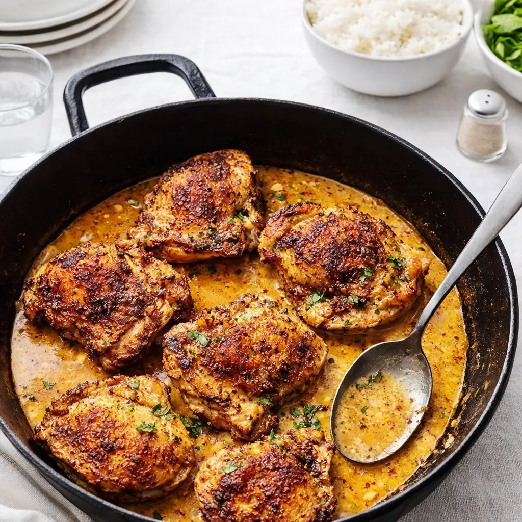 Easy Skillet Chicken Thighs – Quick, Creamy, and Delicious