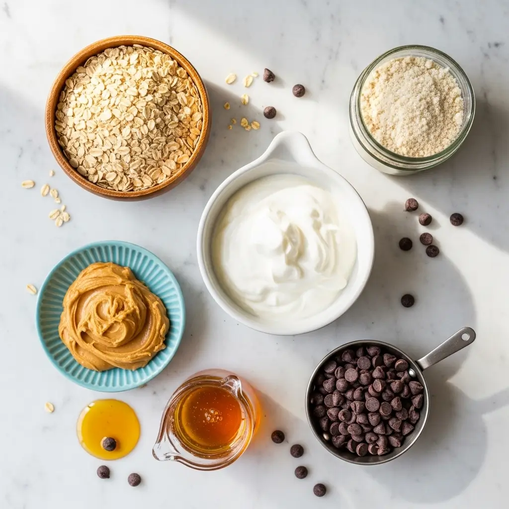 Ingredients for Family Favorite Protein Cookies Recipe on kitchen counter