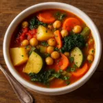 Greek Healing Soup with chickpeas and lemon broth
