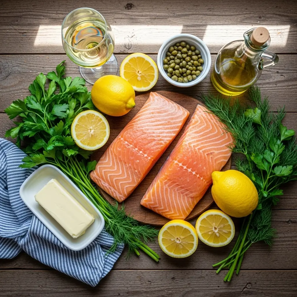 ingredients for salmon piccata recipe