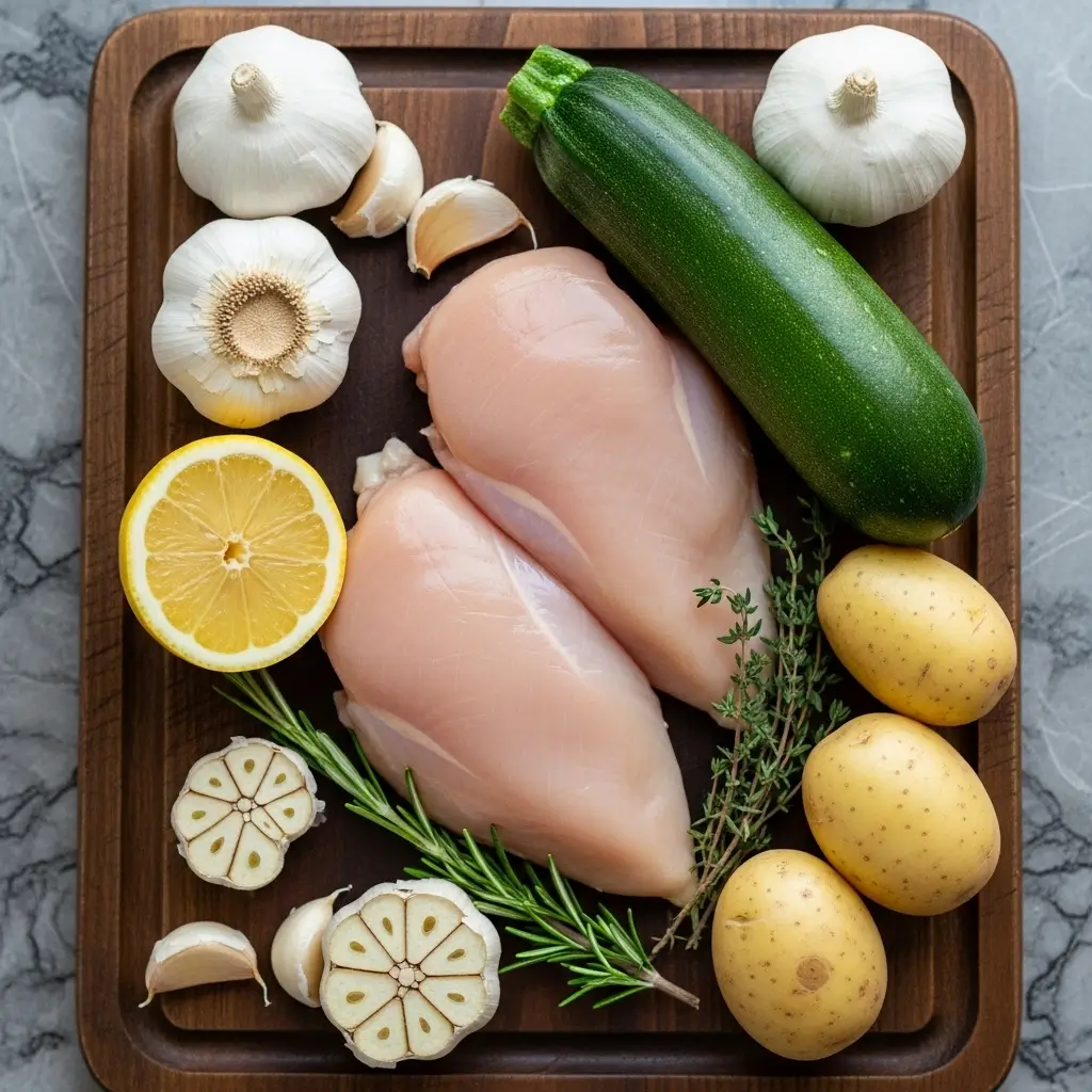 Lemon Garlic Chicken Meal Prep ingredients