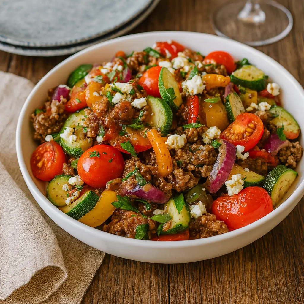 Mediterranean Ground Beef Stir Fry – Quick & Healthy One-Pan Dinner