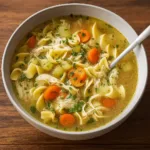 Slow Cooker Chicken Noodle Soup with vegetables