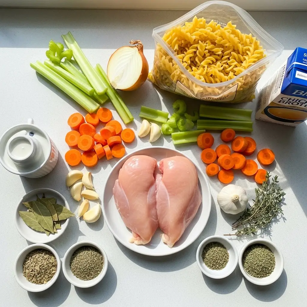 Ingredients for Slow Cooker Chicken Noodle Soup