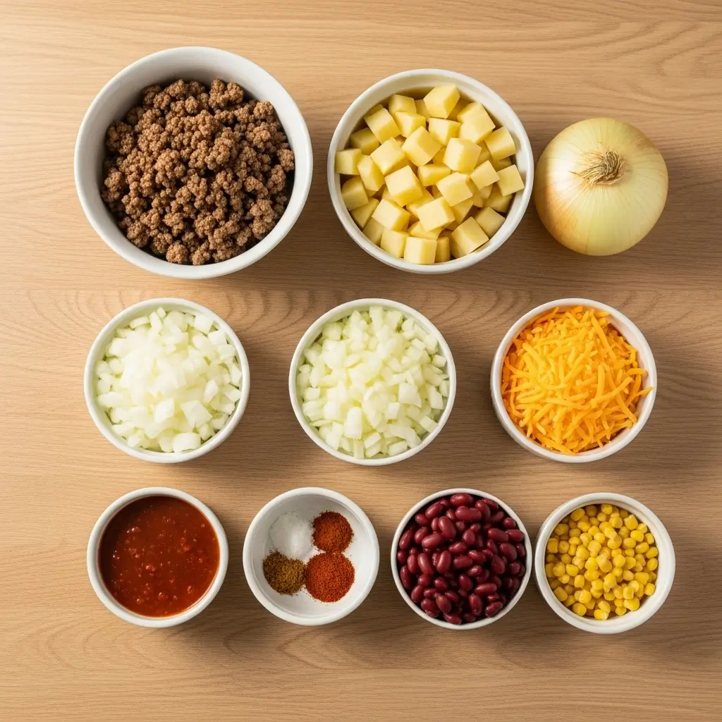 Slow Cooker Cowboy Casserole ingredients