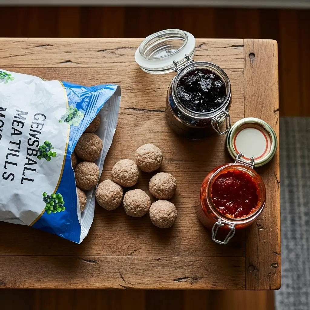 Ingredients for Slow Cooker Grape Jelly Meatballs