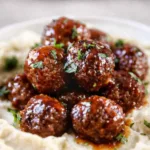 Slow Cooker Honey Bourbon Meatballs in Crockpot