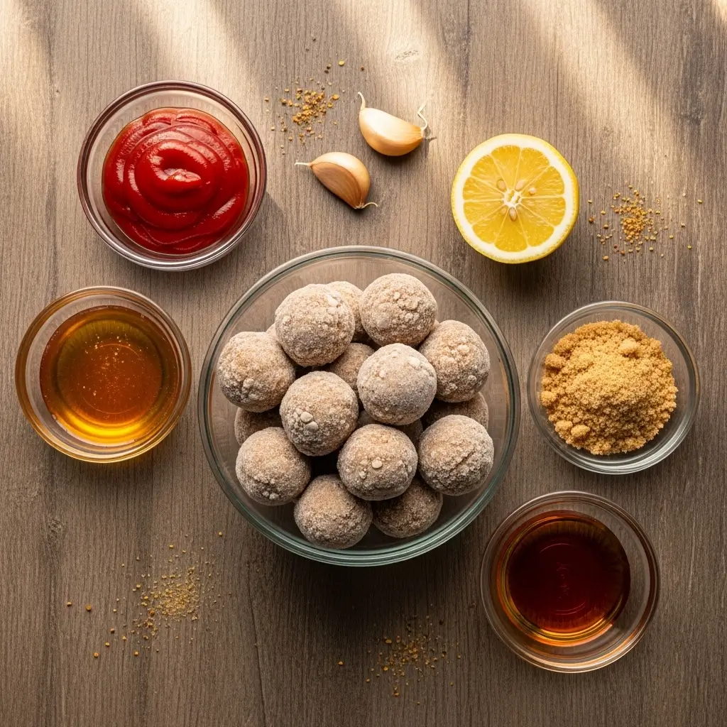 Ingredients for Slow Cooker Honey Bourbon Meatballs
