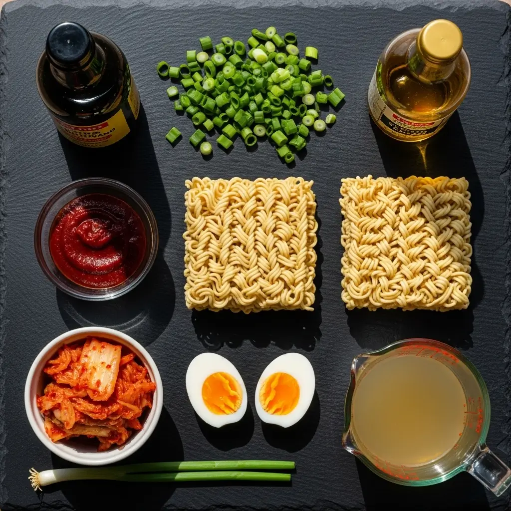Ingredients for Spicy Kimchi Ramen Bowl