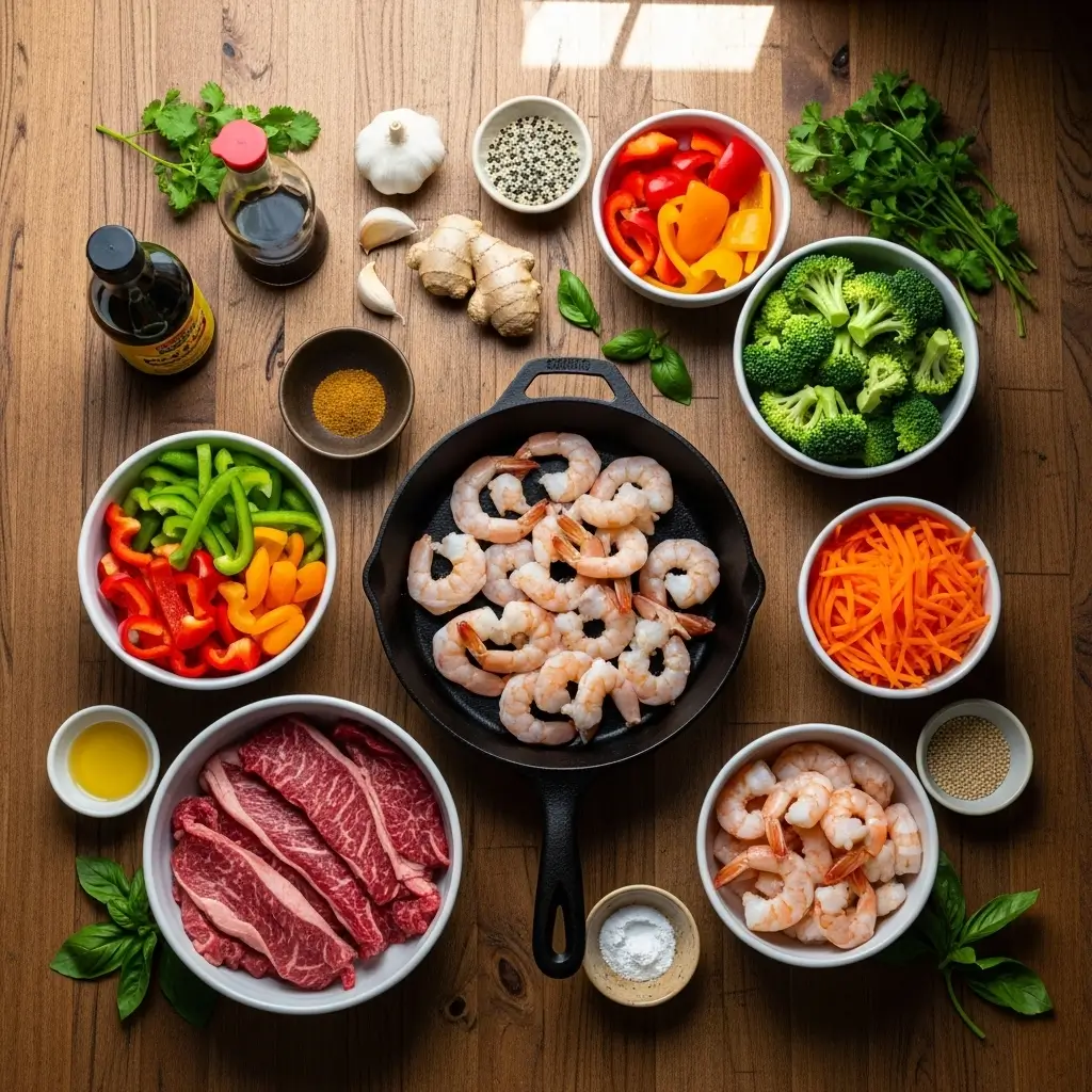Steak and Shrimp Stir Fry Ingredients