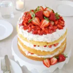 the best strawberry shortcake cake with whipped cream and berries