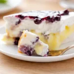 Blueberry Lemon Heaven Dessert in glass dish