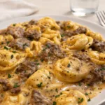 Cheesesteak Tortellini in Rich Provolone Sauce Dinner