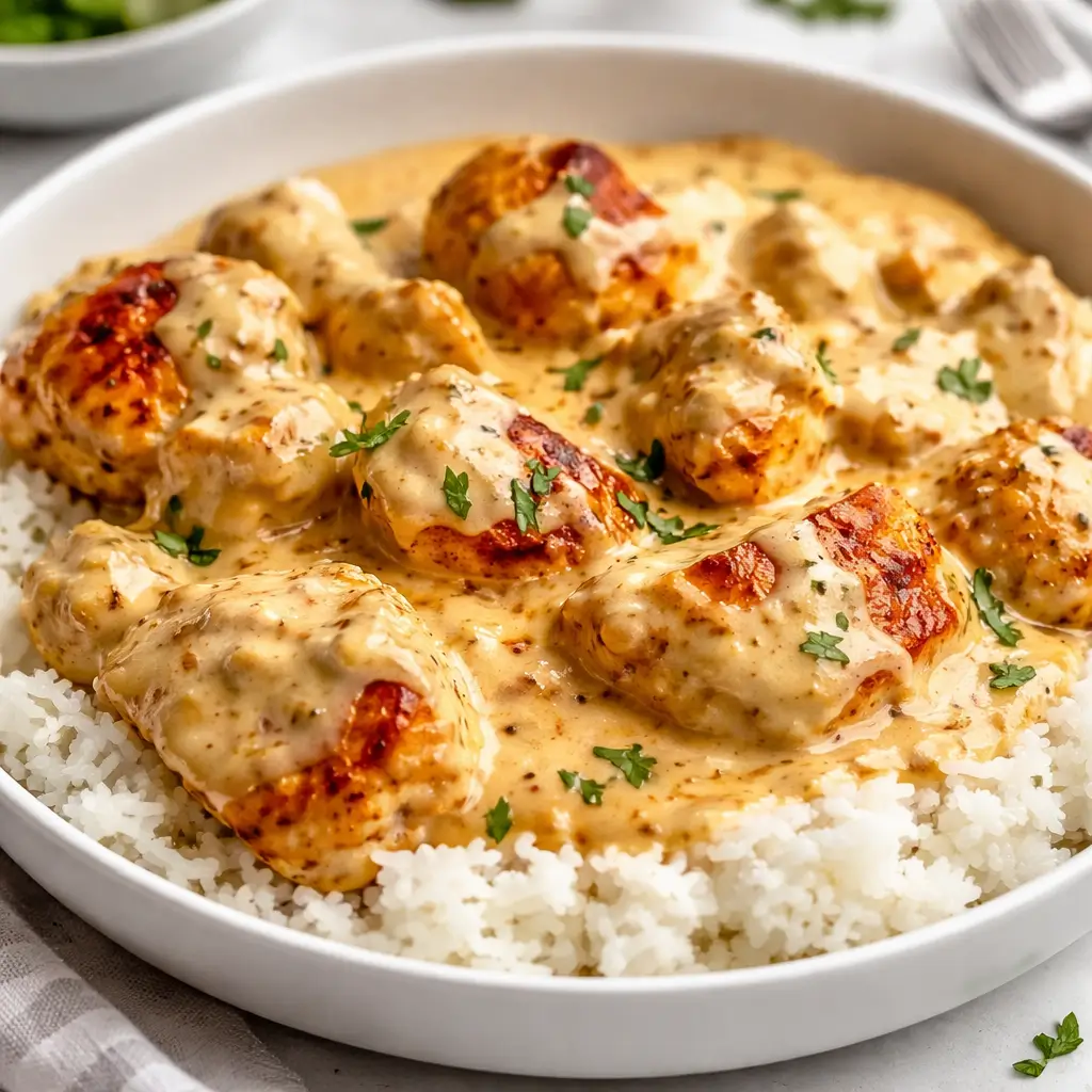 Easy Creamy Smothered Chicken and Rice