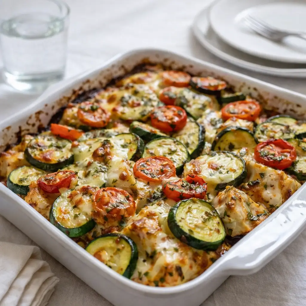 Easy Mediterranean Chicken Zucchini Bake