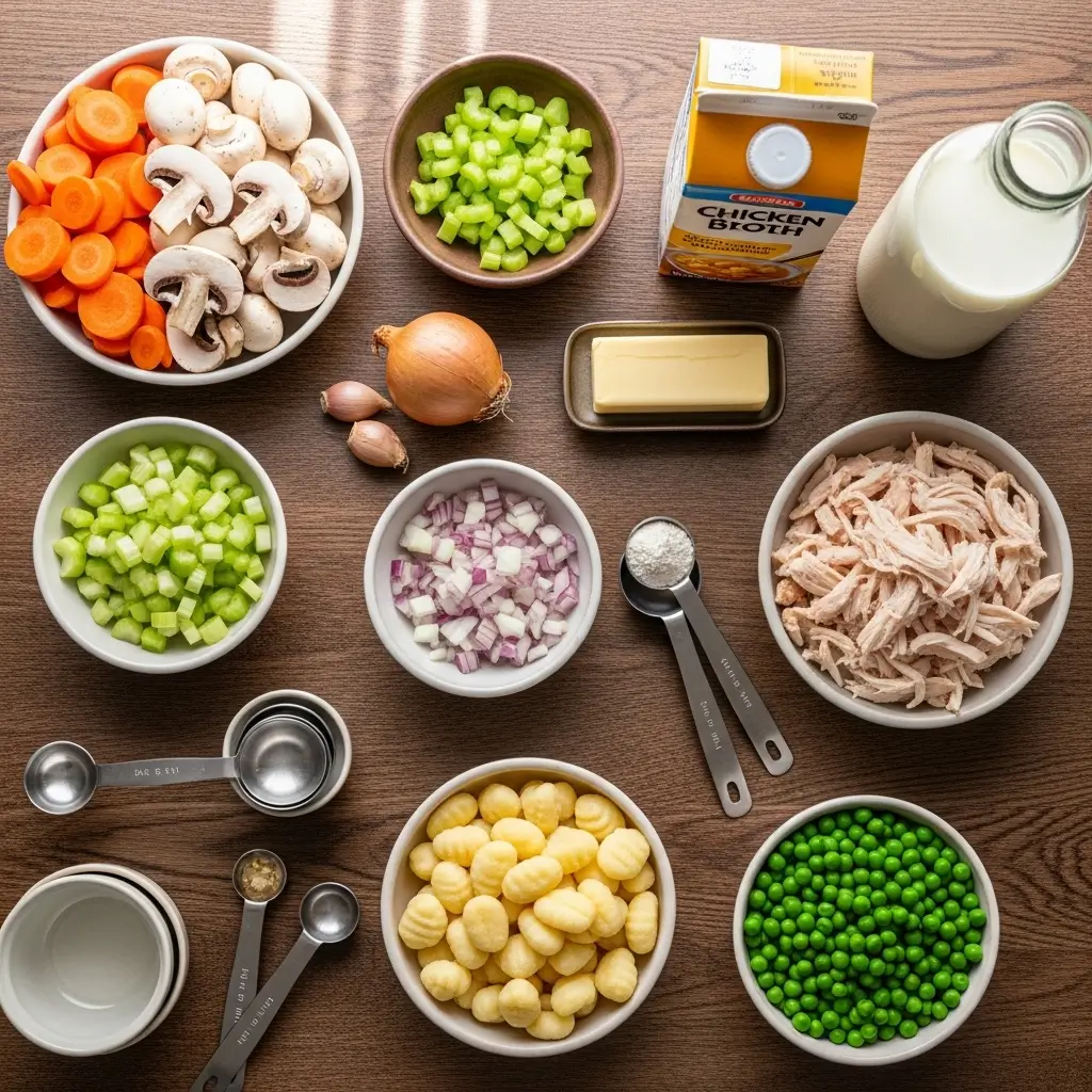 Ingredients for Easy One Pot Gnocchi Chicken Pot Pie
