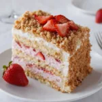 Easy Strawberry Crunch Cake with Crunch Topping