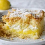 lemon cream cheese dump cake in baking dish