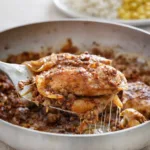 Mexican Chori Pollo skillet with bubbling cheese