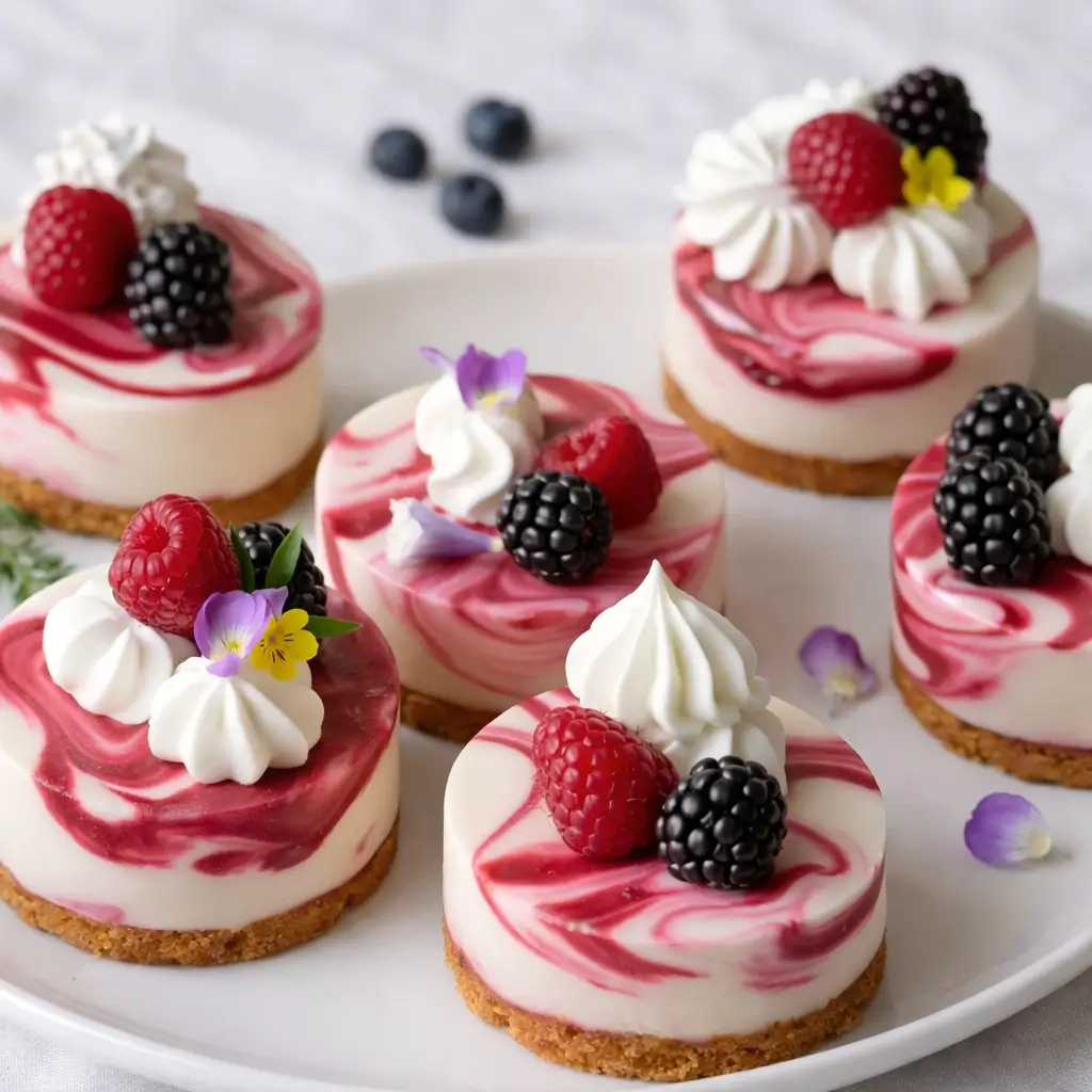 No Bake Mini Berry Swirl Cheesecakes – Quick & Creamy Treat