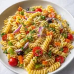 Olive Garden Copycat Pasta Salad served in a rustic bowl