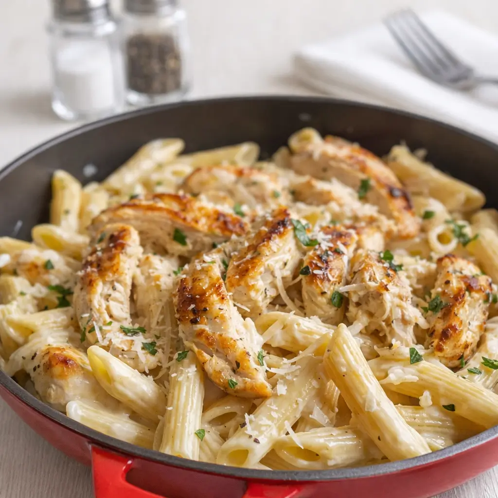 One Pot Creamy Parmesan Chicken Pasta (Step-by-Step)