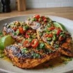 Spicy Grilled Jalapeno Chicken on wooden platter