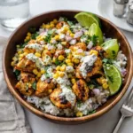 Street Corn Chicken Bowl recipe with grilled chicken and creamy corn