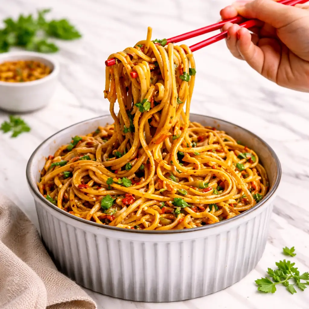 Cold Thai Noodle Salad with Sesame Peanut Sauce