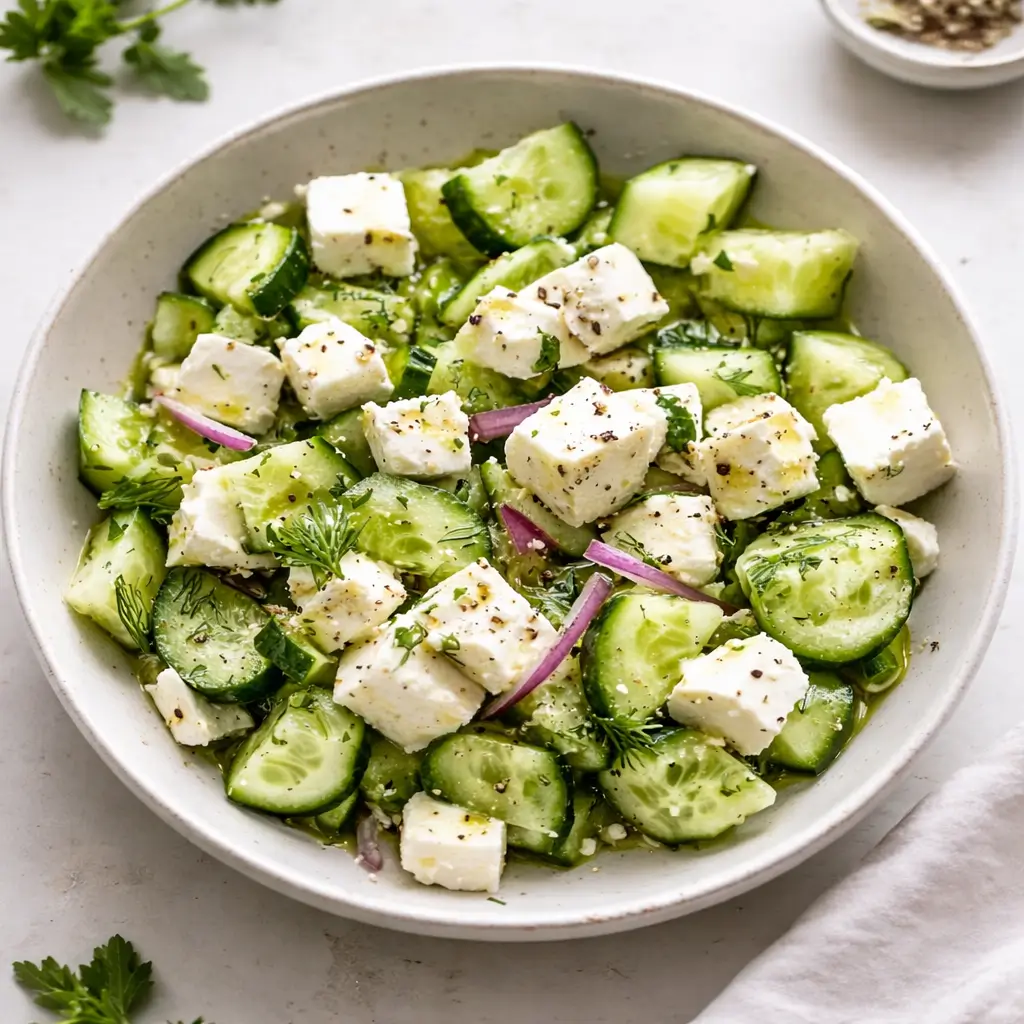 Cucumber Feta Salad with Lemon Greek Vinaigrette: Fast & Fresh!
