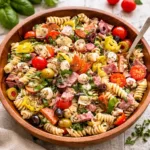 Easy Italian Antipasto Pasta Salad in serving bowl
