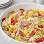 Grinder Pasta Salad with deli meats and creamy dressing