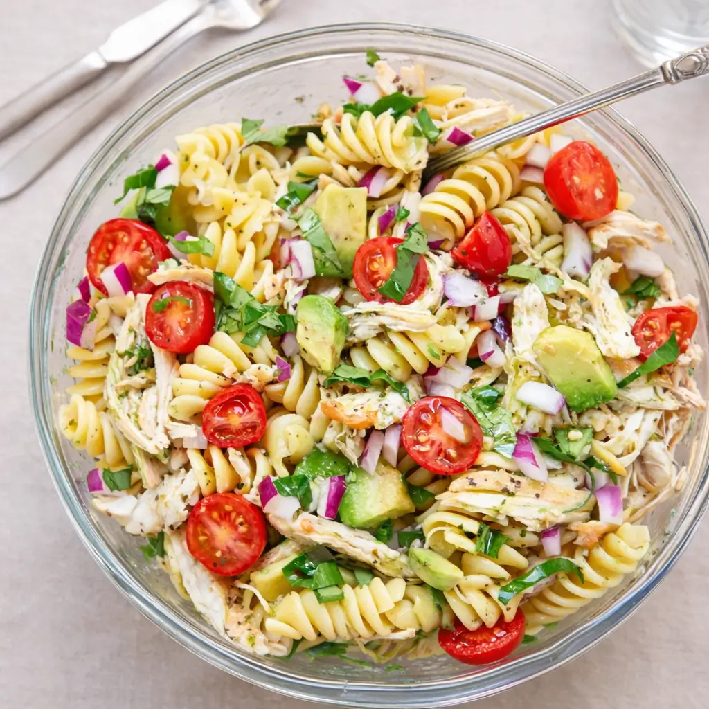 Healthy Chicken Pasta Salad with Avocado: The Best Weeknight