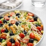 Italian Pasta Salad with cherry tomatoes and mozzarella