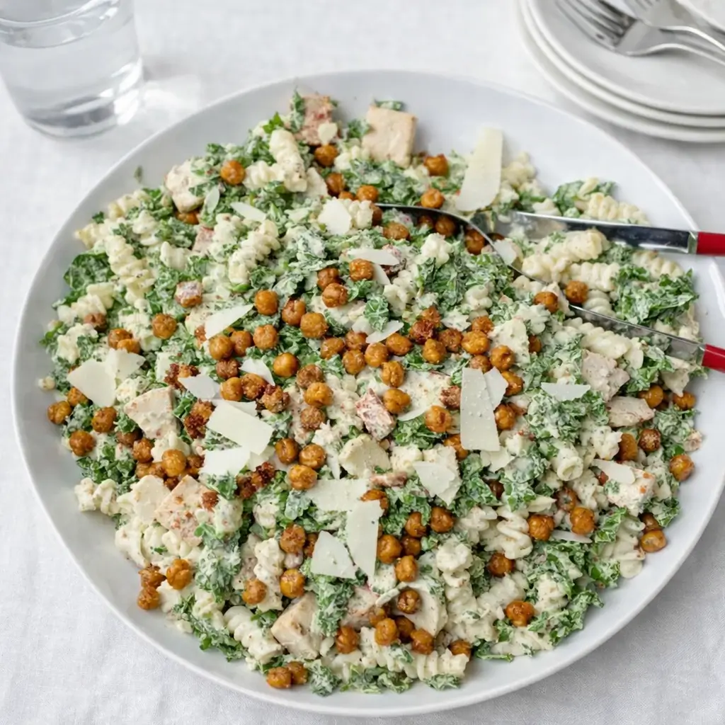 Kale Chicken Caesar Pasta Salad – Quick, Creamy & High Protein