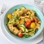 Potsticker Salad Recipe with heirloom tomatoes and cucumbers